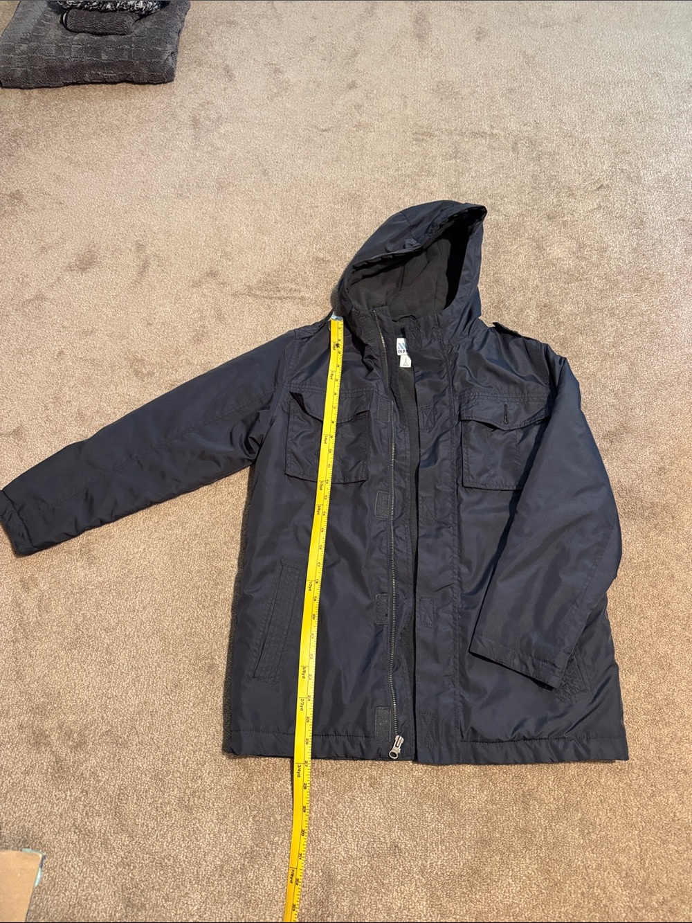 Old Navy Kids Hooded Black Raincoat with Front Pockets